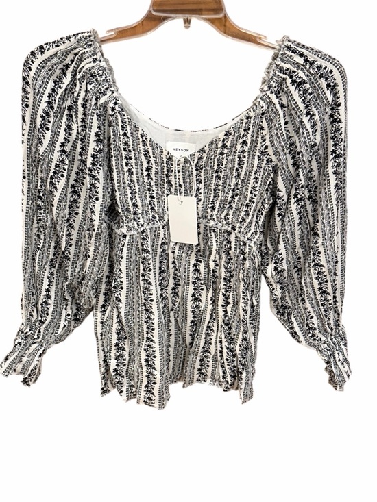 heyson Tops - Heyson Black & White Floral Babydoll Blouse